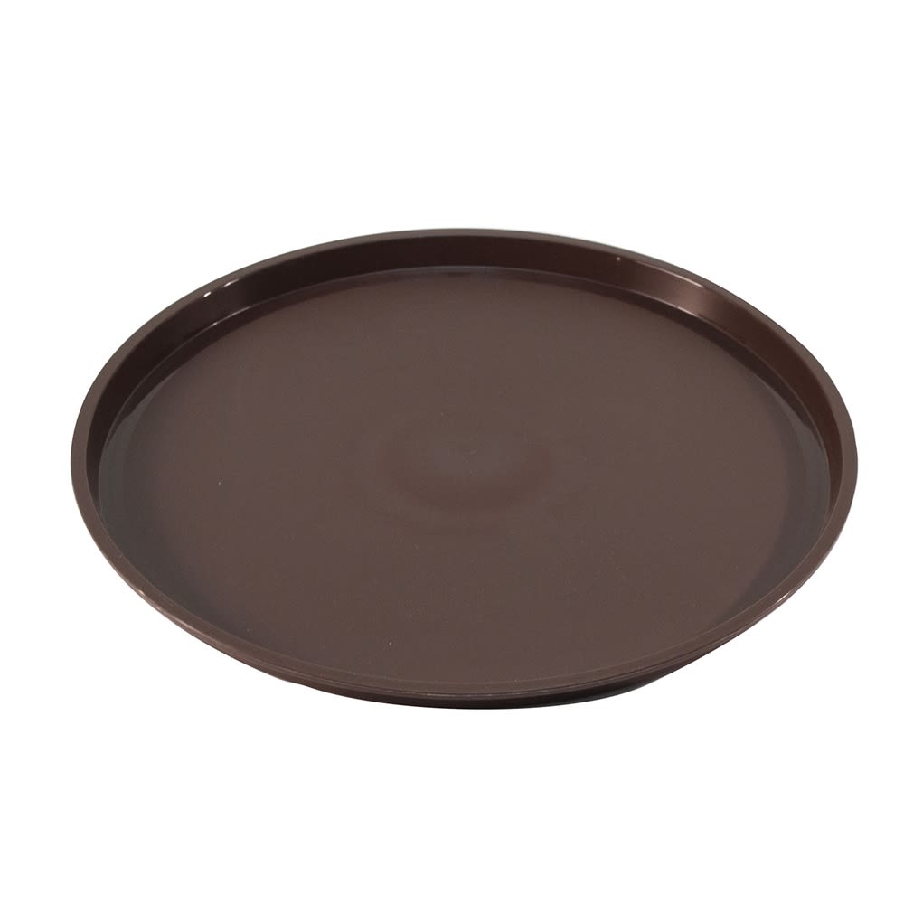 Essential 12" Round Plastic Tray with Spill Proof Ring, Walnut